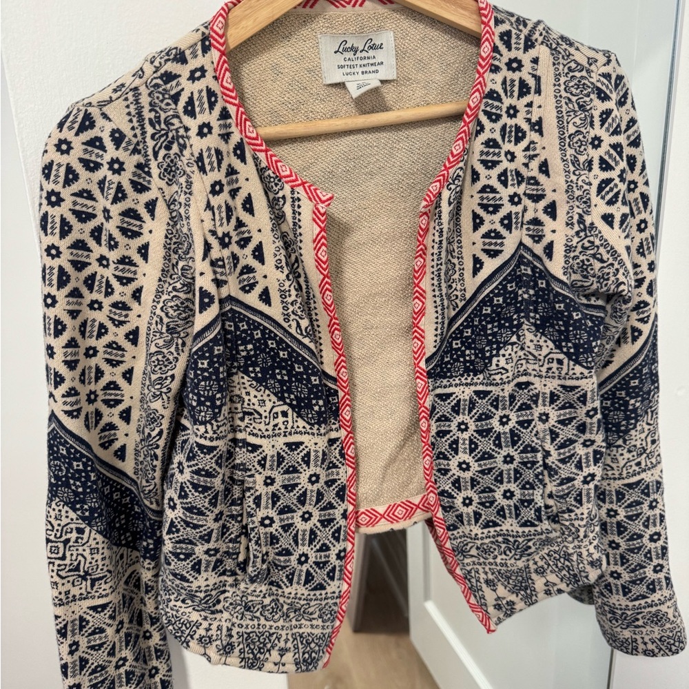 Ruby Rose Navy and Beige Patterned Jacket